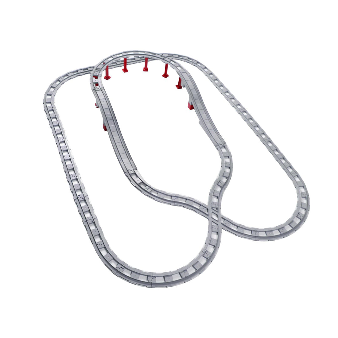 67PCS Bausteine Schienen Set, City Eisenbahn Schienen bestehend aus Cross, Track Gerade, Kurven Schi
