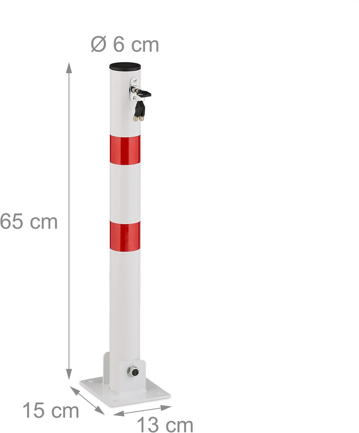 Relaxdays Absperrpfosten, klappbar, Stahl, Parkplatz Absperrung, H: 65 cm, abschliessbar, runder Par