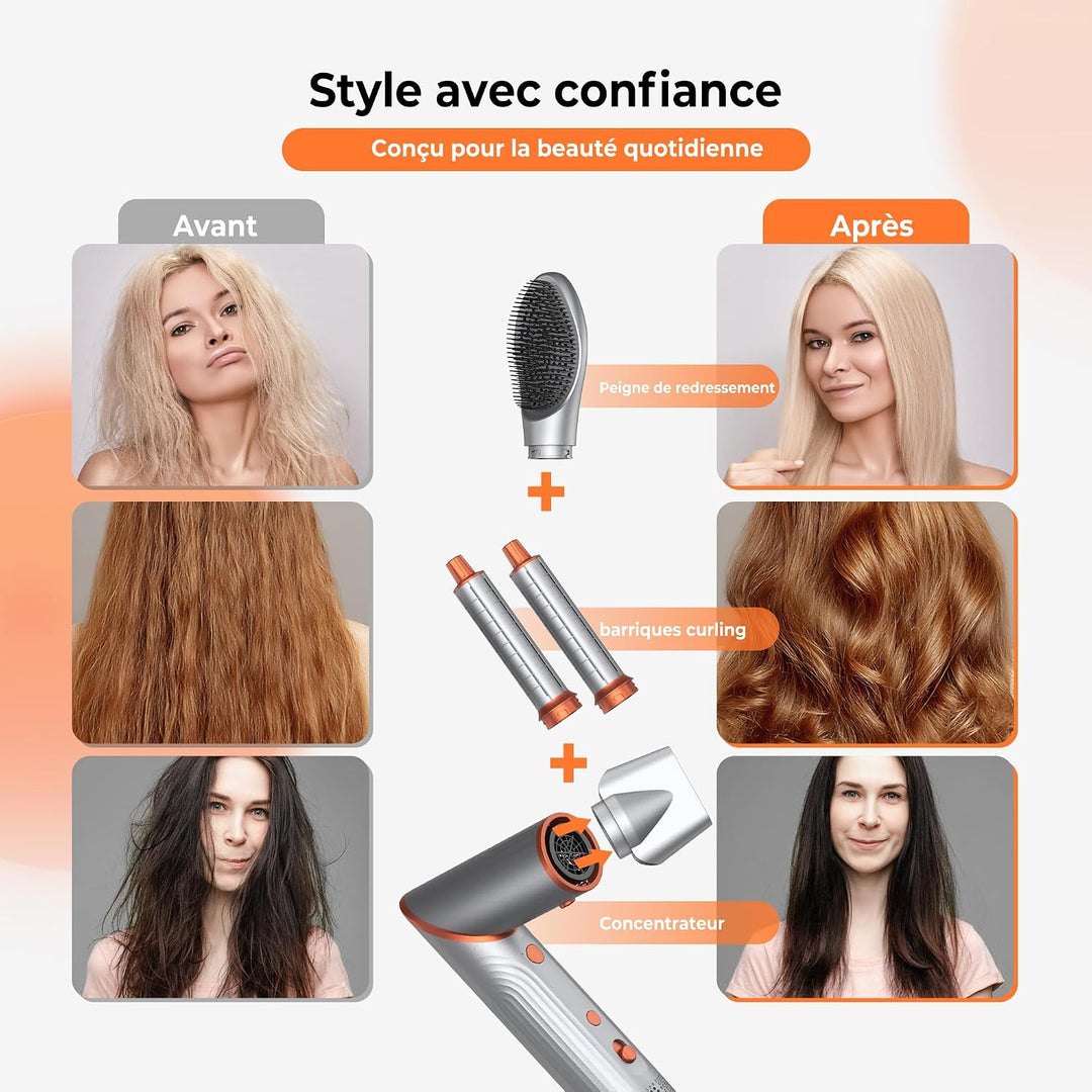 Air Styler 5 in 1 Hair Styler - Professioneller Hairstyler mit 110000 U/min, Warmluftbürste, Föhnbür