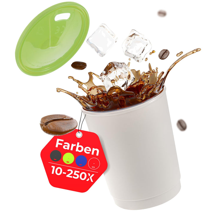 achilles Kaffeebecher mit Deckel, Kunststoffbecher, Mehrwegbecher, Trinkbecher, LFGB geprüft, spülma