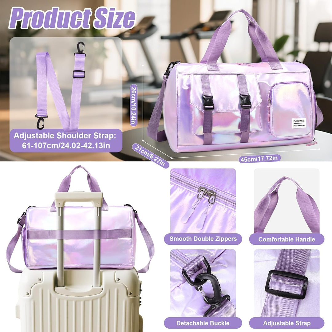 Sporttasche Damen Reisetasche mit Schuhfach und Nassfach, Wasserdicht Schwimmtasche Frauen Glitzer G