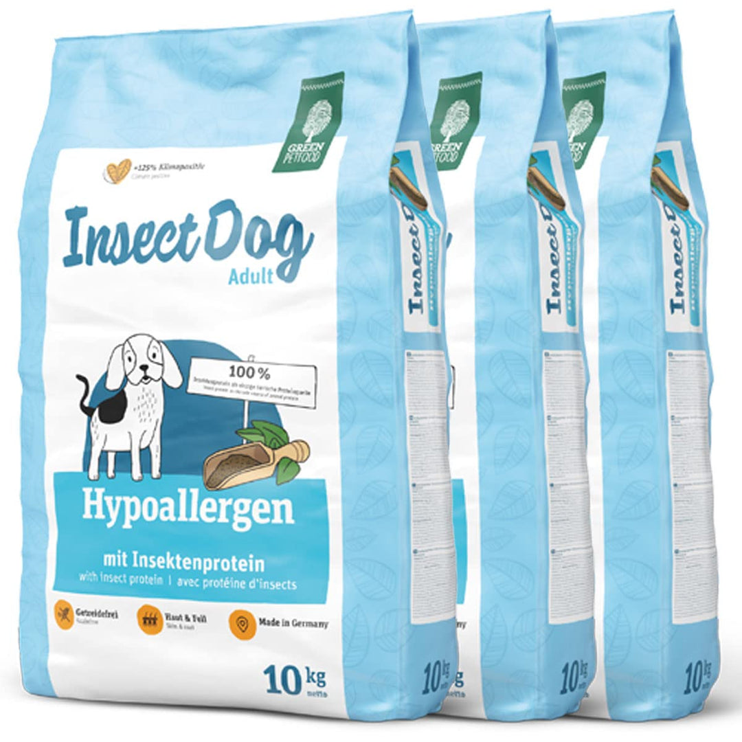 3 x 10 kg Green Petfood InsectDog hypoallergen Adult Trockenfutter Sparpaket