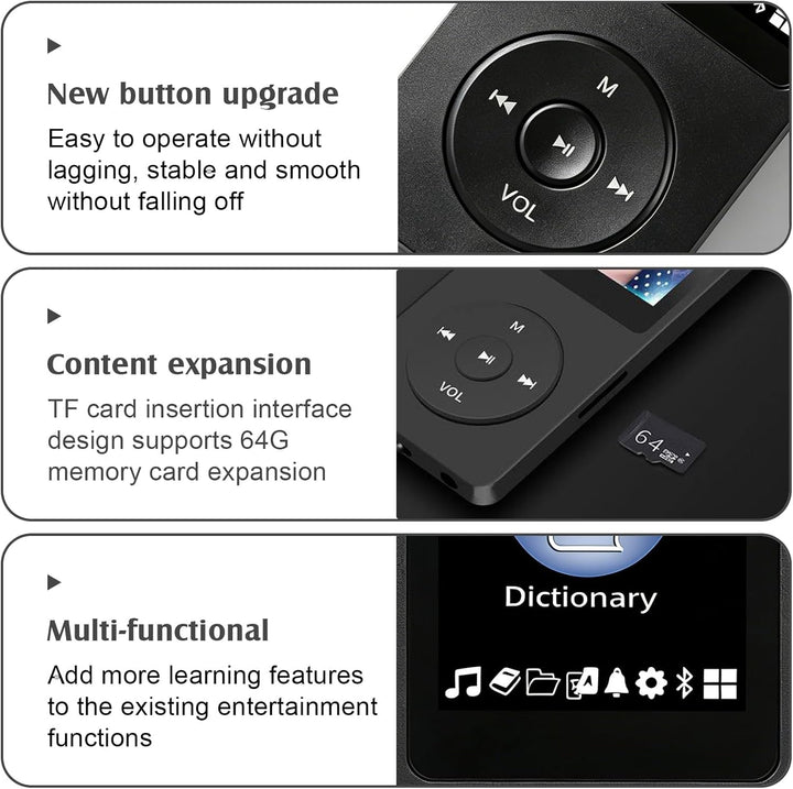 64GB MP3 Player, MP3-Player Bluetooth 5.0 mit 1,8" TFT-Farbbildschirm, Tragbarer Musik-Player mit La