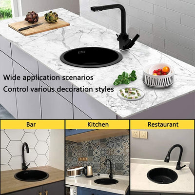 Schwarzes Rundes Waschbecken Küchenrenovierungsbecken Rundes Einzelwaschbecken Kleines Waschbecken R