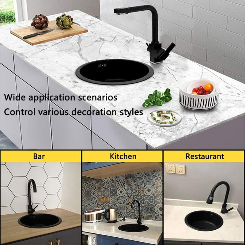 Schwarzes Rundes Waschbecken Küchenrenovierungsbecken Rundes Einzelwaschbecken Kleines Waschbecken R