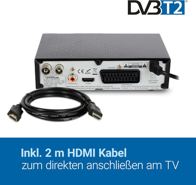 Sky Vision VT-92 DVB-T/T2 Reciever, Empfang Aller freien SD und HD DVB-T2 Sender, Digital, Full-HD 1