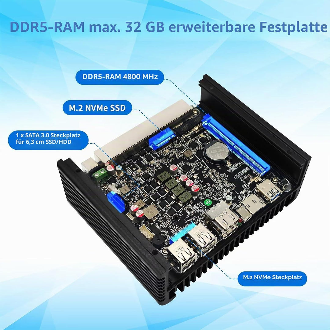 ROUAFWIT Micro Firewall N100 12TH Gen Fanless Mini PC, DDR5 8GB RAM 128GB SSD Router Appliance Compu