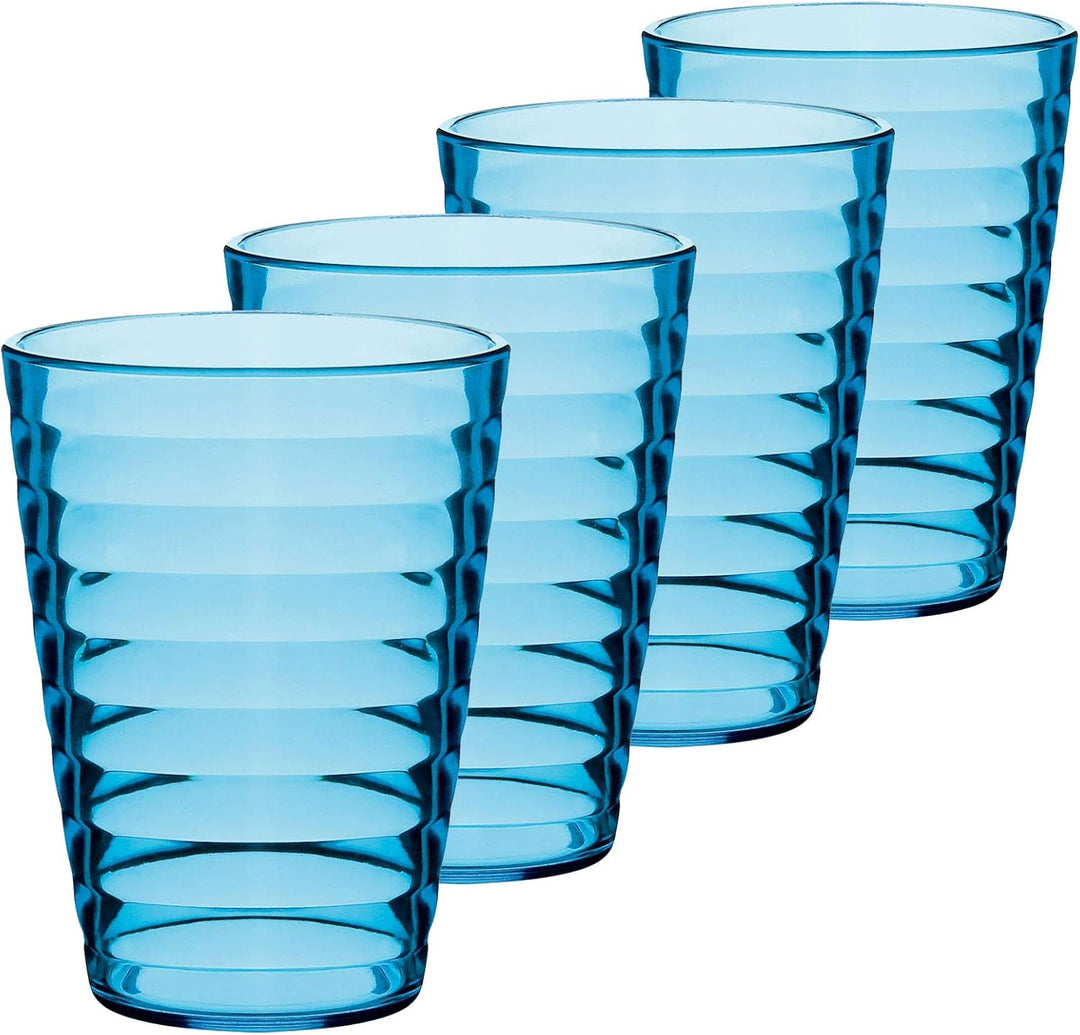 Melamin Camping Geschirr Set 20 Teile elegante in blau mit Wasserglas Tassen - für 4 Personen - Essg