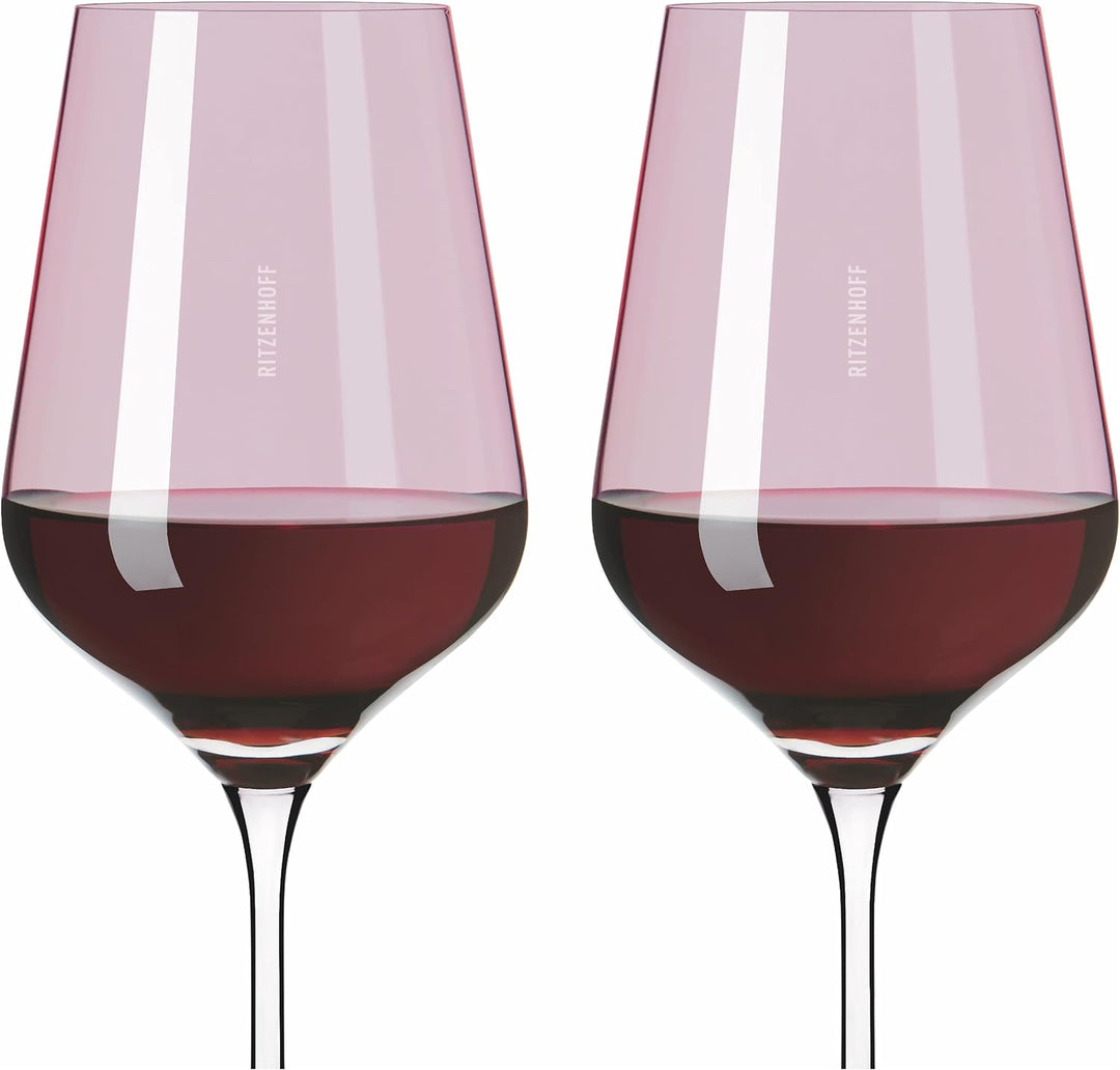Ritzenhoff 3631003 Rotweinglas 500 ml – Serie Fjordlicht Nr. 3 – 2 Stück mit Farbverlauf Berry – Mad