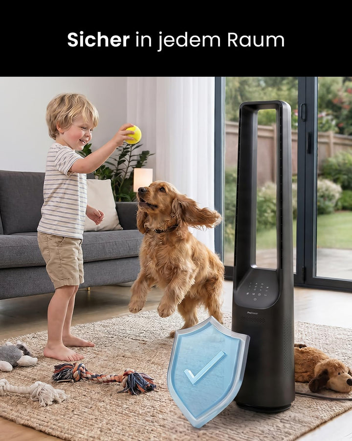 Pro Breeze 101cm rotorloser Ventilator - Smart Home Ventilator mit WLAN, Fernbedienung, LED Display,