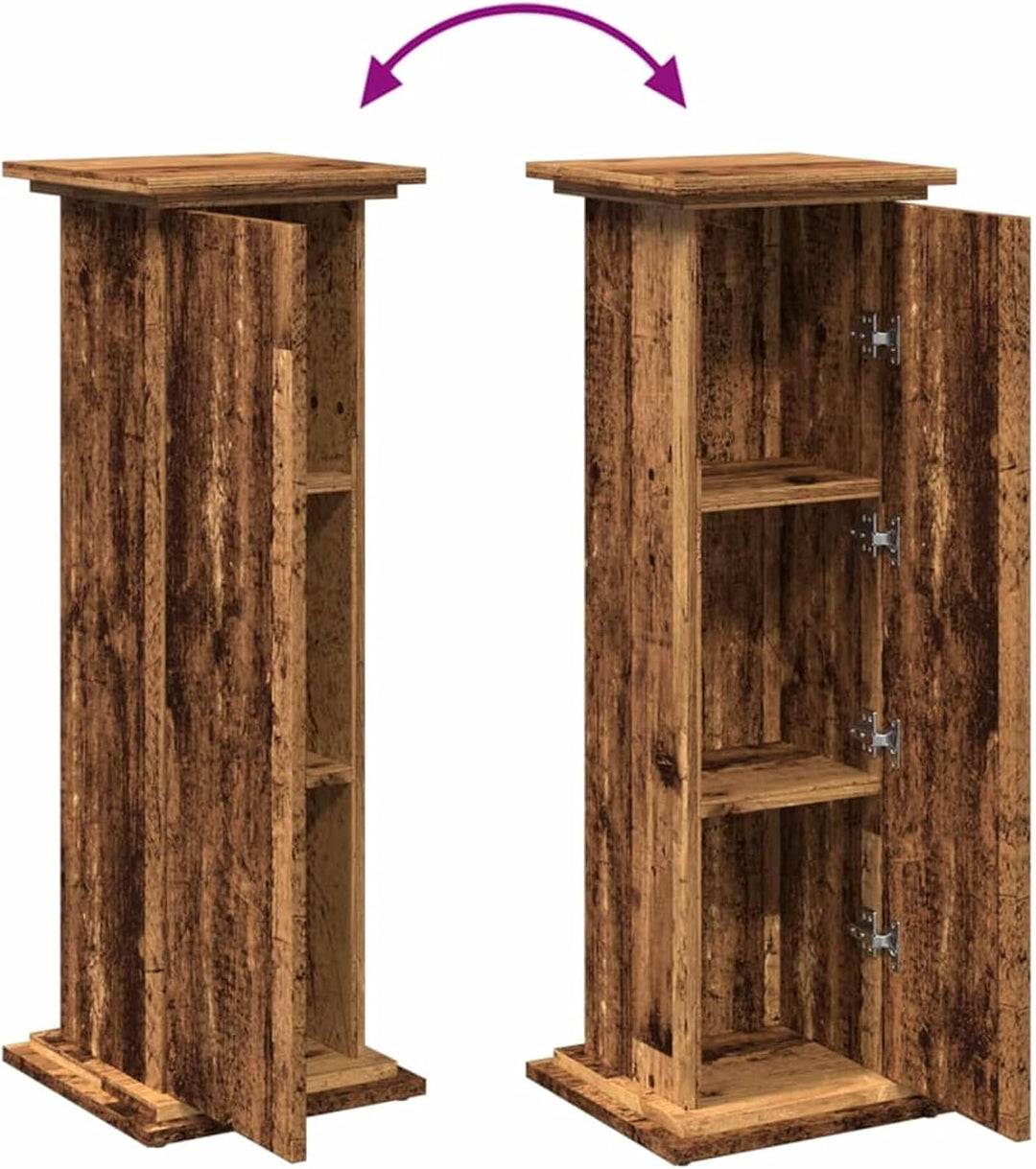 Homgoday Holzwerkstoff Blumenständer 3 Ebenen Altholzfarbe 31x30x90cm - Dekoration &amp; Stauraum Model8