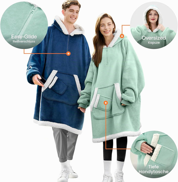 Giggling Getup tragbare Decken Hoodie für Erwachsene Kinder Damen Herren –Übergrösse Flanell Sherpa