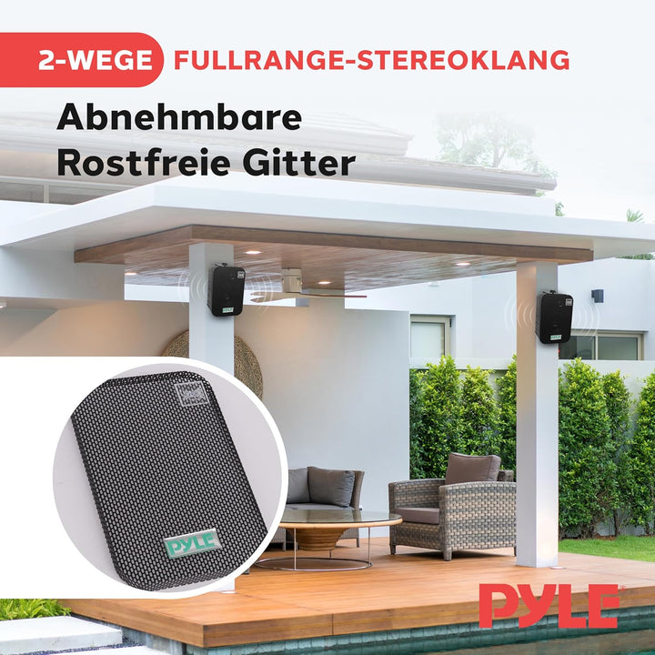 Pyle Lautsprecher, Wandlautsprecher – Speaker – wasserdichte, Outdoor & Indoor 300 Watt, Einfache In