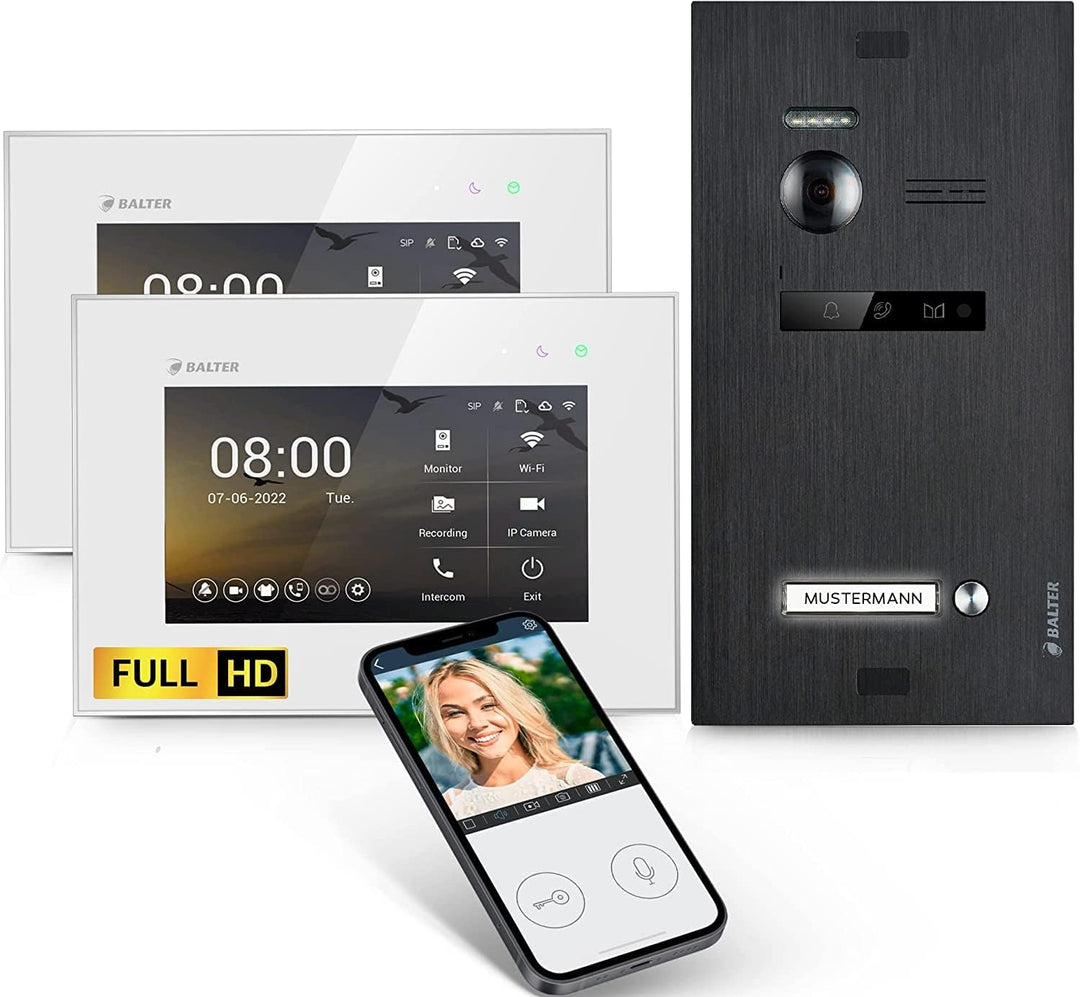 Balter EVO-HD Video Türsprechanlage, Video Türklingel mit Kamera, Smartphone App, 1 Familienhaus Kli