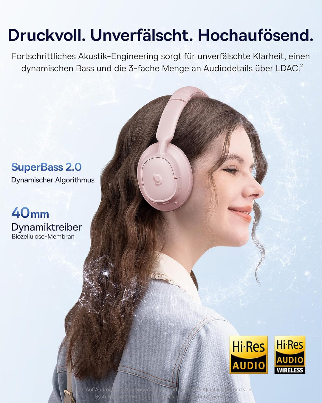 Baseus EH10 NC Bluetooth Kopfhörer mit -45dB Hybrid Active Geräuschisolierung, Over-Ear Kopfhörer mi