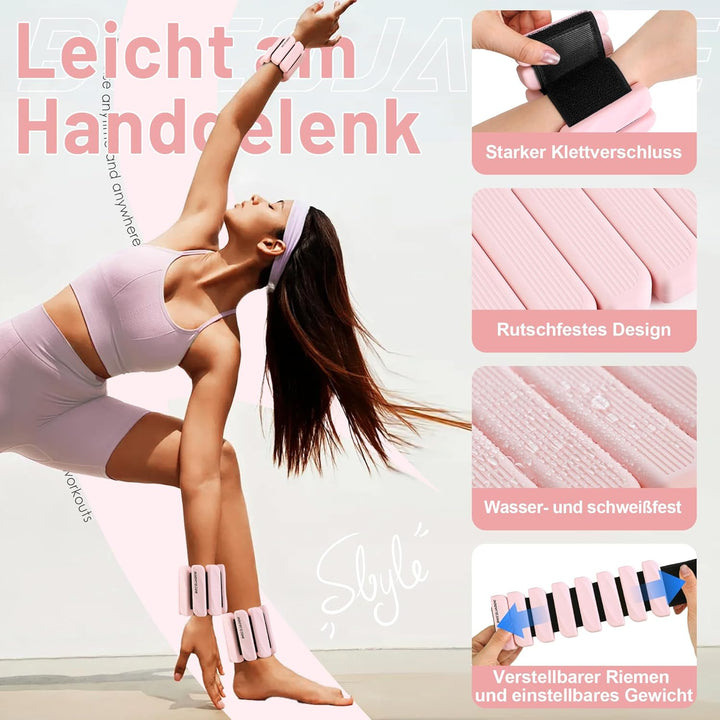 BECOJADDE Gewichtsmanschetten fuss 0.45 KG / 0.9 KG Je Gewichte für Beine und Arme Set 2 Ankle Weigh