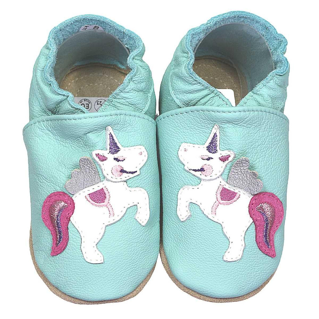 HOBEA-Germany Kitaschuhe Safestep, Kinderhausschuhe, Lederschuhe 20/21 EU Einhorn Mint, 20/21 EU Ein