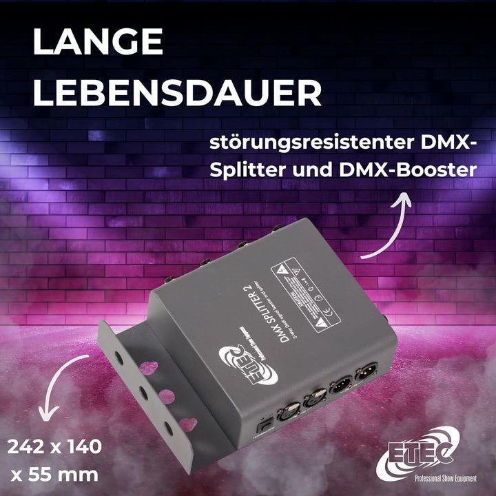 ETEC 2 Kanal DMX Splitter/Booster für Traversenmontage Signalverstärker