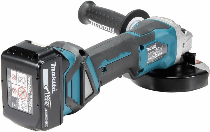 Makita DGA515RTJ Akku-Winkelschleifer 18 V mit Paddleschalter / 5,0 Ah, 2 Akkus + Ladegerät im MAKPA