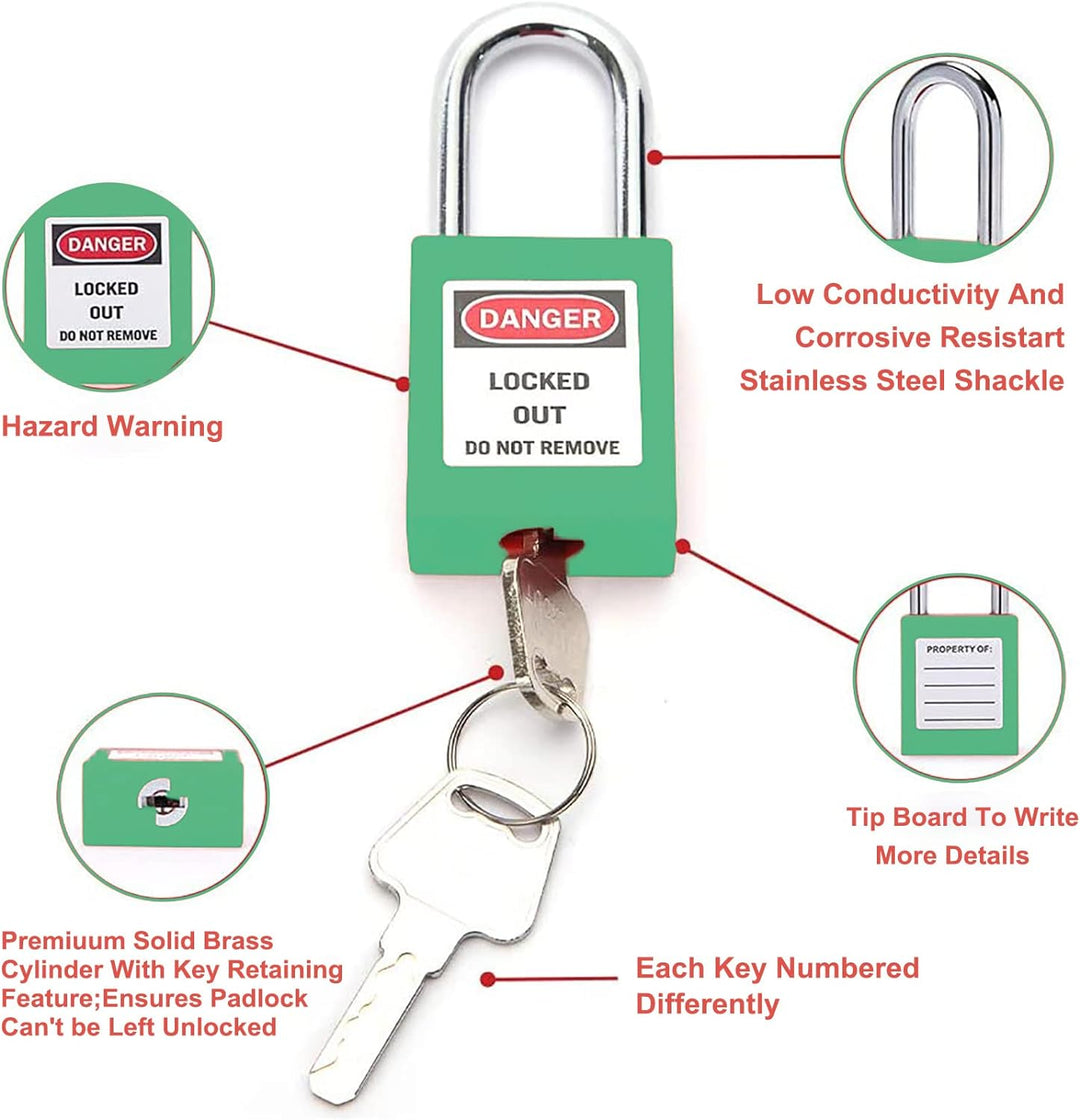 Sicherheits Vorhängeschloss Sets, 10 Sets Lockout Lock, 38 mm Vorhängeschlösser Gleichschliessend Se