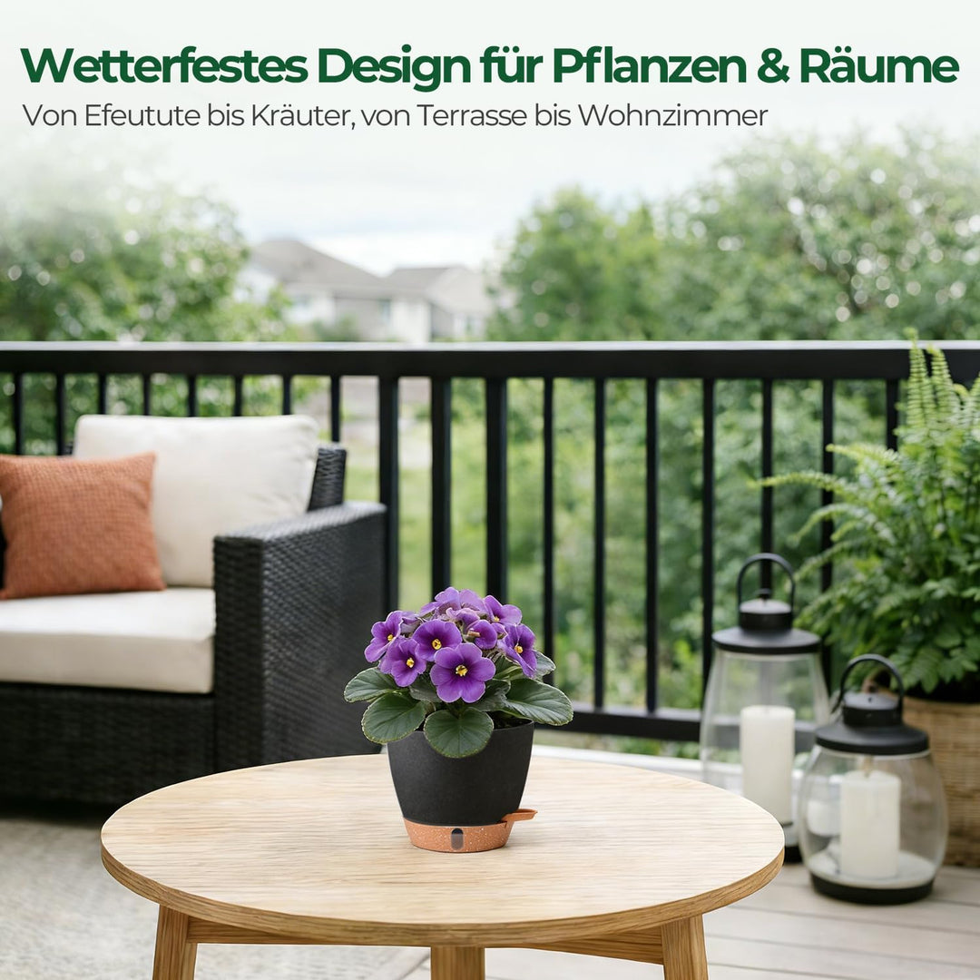 T4U 15cm 4er Set Selbstbewässernder Kräutertopf für Fensterbank & Küche – Basilikum, Petersilie, Sch