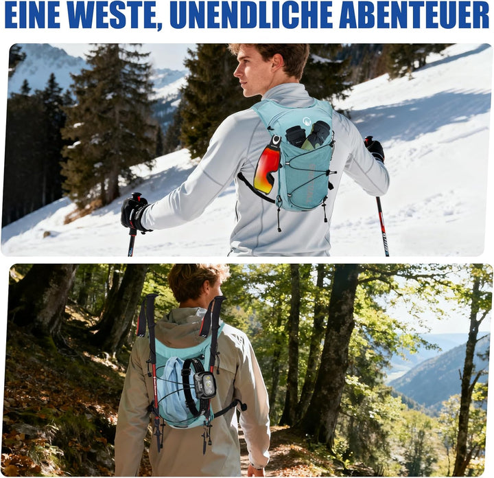 Laufweste Damen mit 2L TPU Trinkblase/500ml Trinkflasche, Leichter Trinkrucksack Laufen Herren 6L, R