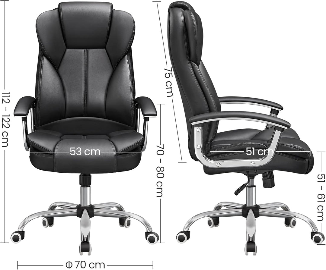 SONGMICS Bürostuhl Chefsessel Drehstuhl Computerstuhl Sitzhöhenverstellung office Stuhl Polsterung O