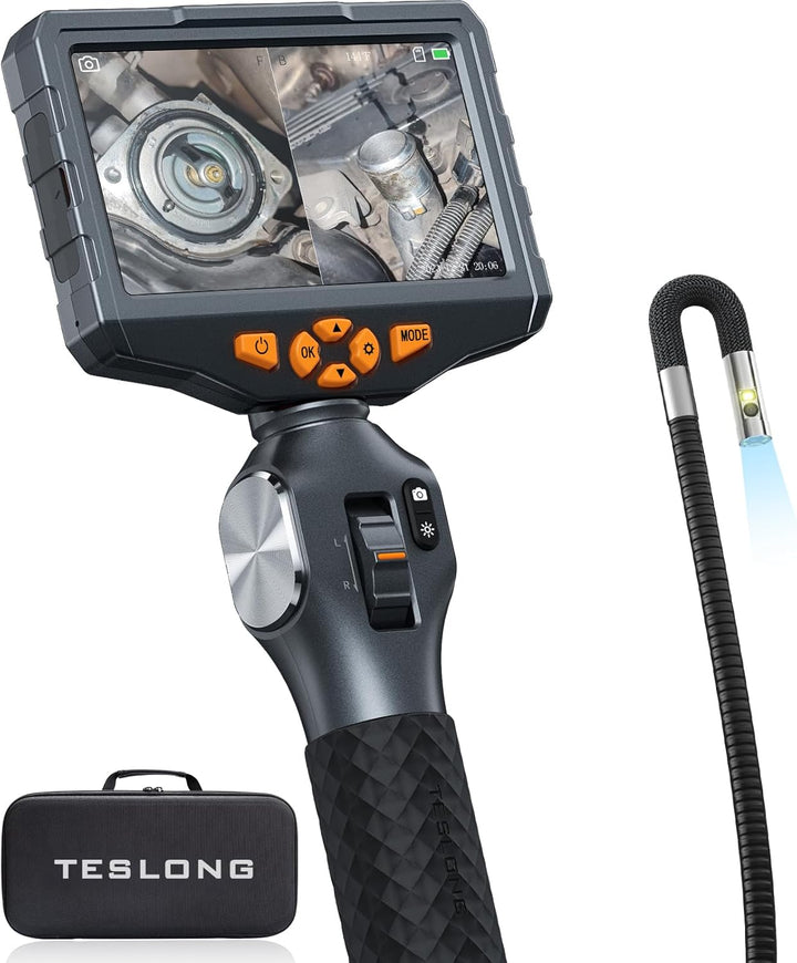 Teslong Dual Lens Endoskopkamera mit Licht, 6.5mm Drehbar Endoskopkamera, Endoskop 5.0 Zoll LCD-Bild