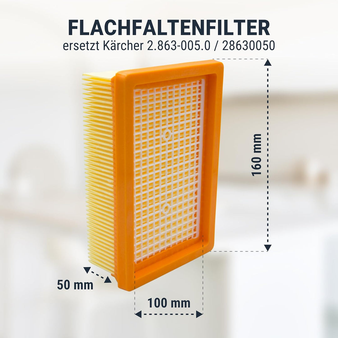 3 Filter für Kärcher Staubsauger Filter Flachfaltenfilter passend für WD4, WD5, WD6 / MV4, MV5, MV6