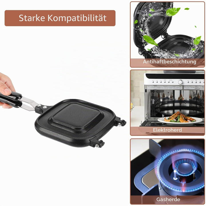 Toastpfanne, Wendepfanne Breakfast Sandwich Maker, Geröstetes Sandwich-Eisen-Maker, Doppelseitige Br