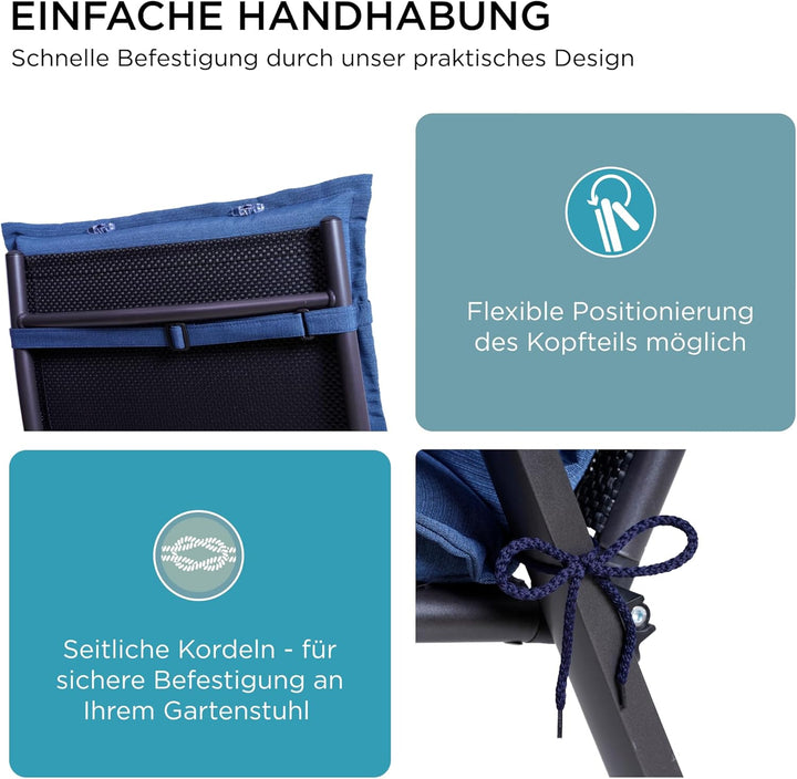 Gartenstuhlauflagen Hochlehner mit Kopfteil I Extra Dicke Sitzauflagen I Made in Europe I Polsterauf