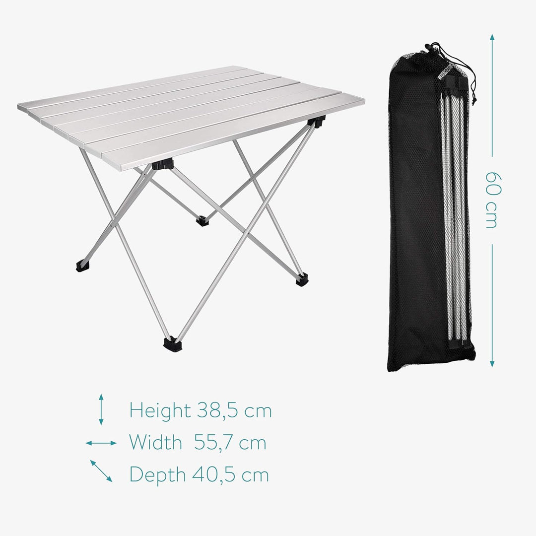 Navaris Campingtisch Camping Klapptisch Ultraleicht - 55,7x40,5x38,5cm Alu Tisch Balkon klappbar - B
