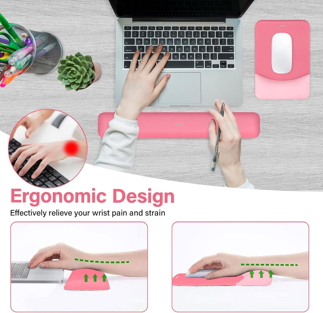 MOSISO Handballenauflage für Mauspad & Tastatur Set – Rechteckig Ergonomisches Mauspad & Handauflage