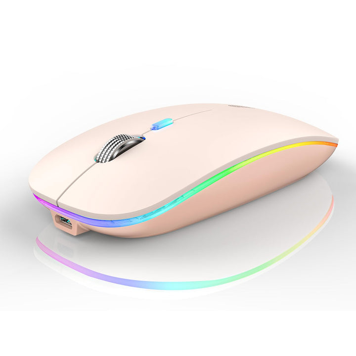 Uiosmuph G12 Maus Kabellos, 2.4G LED Leise Funkmaus Wiederaufladbar Wireless Mousemit Nano-USB-Empfä