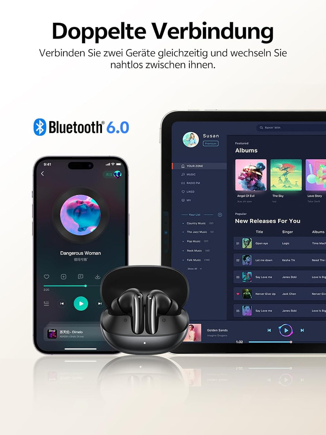 QCY Melobuds N20 In Ear Kopfhörer Bluetooth Noise Cancelling,Bluetooth kopfhörer mit -50dB Adaptive
