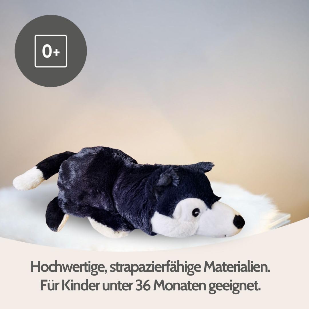 Habibi Plush Classic – 1863 Magic „Wolf/Schaf“ mit Hirsekörnerfüllung, verwandelbares Wärmestofftier