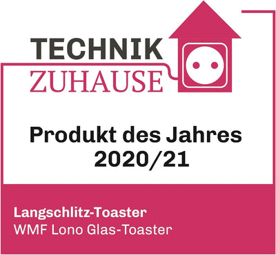 WMF Lono Toaster Glas mit Brötchenaufsatz, 2 Scheiben, XXL, motorisierte Toastaufnahme, Aufwärm-Funk