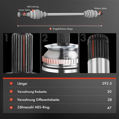 Frankberg Antriebswelle Vorne Links Kompatibel mit L200/Triton KAT KBT 2.5L 2006-2015 Replace# 3815A