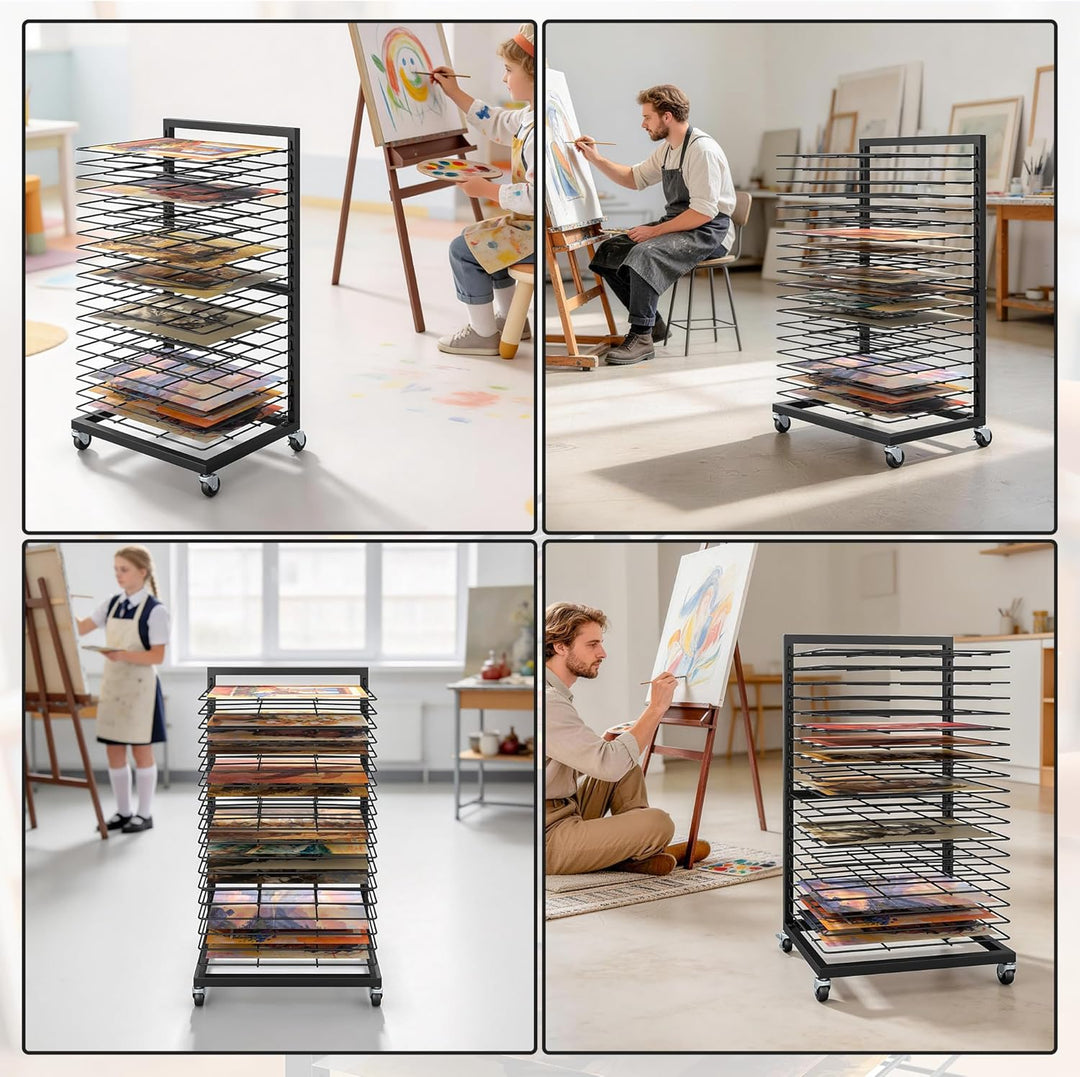 uyoyous Mobiles Bilder Trockengestell 40.5×30×70.5cm Kunsttrockengestell mit 19 Herausnehmbaren Rega