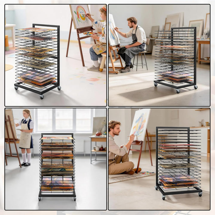 uyoyous Mobiles Bilder Trockengestell 40.5×30×70.5cm Kunsttrockengestell mit 19 Herausnehmbaren Rega