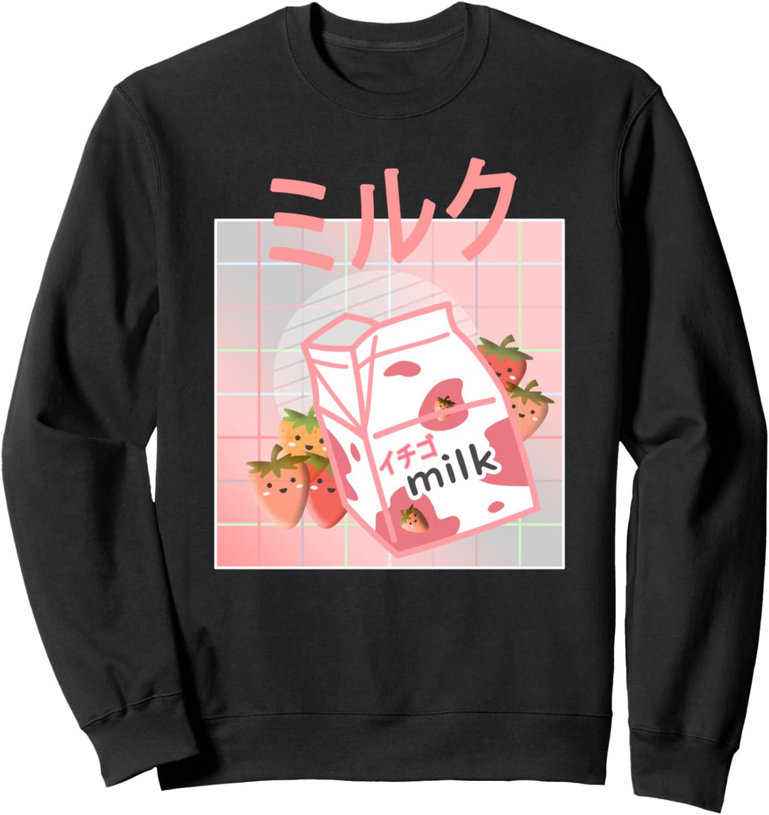 90s Japanese Kawaii Otaku Aesthetic Strawberry MilkShake Sweatshirt