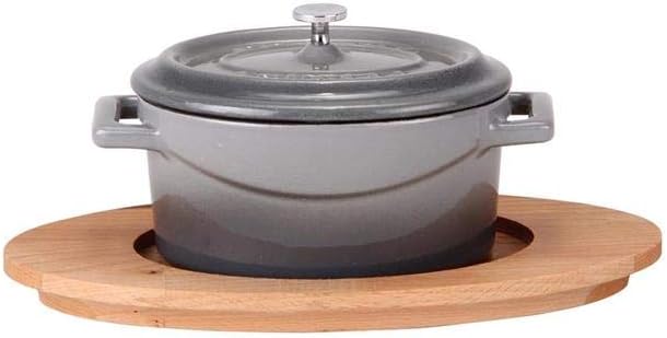 Pentole Agnelli Slowcook Ovale Auflaufform aus Gusseisen mit 2 Griffen, grau, 12 cm 12 x 9 Cm Grau,
