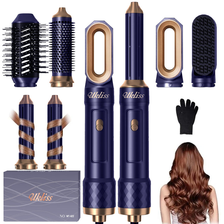 UKLISS 6 in 1 Hairstyler & Haartrockner, Haarstyler Set mit Warmluft Lockenbürste Automatisch, Hair