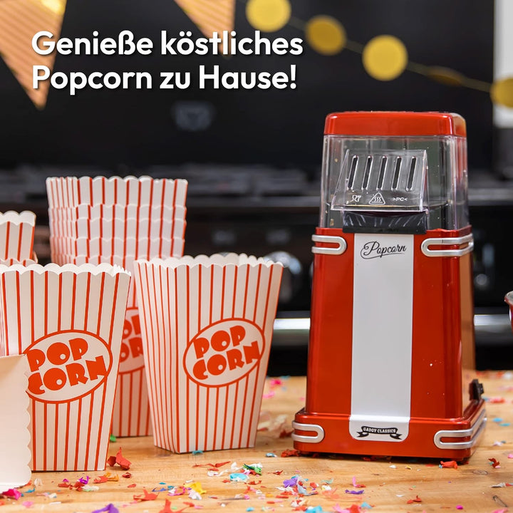 Gadgy Popcornmaschine Heissluft - Retro Popcorn Maker - Popcorn Maschine für Fettfreies Ölfreies Pop