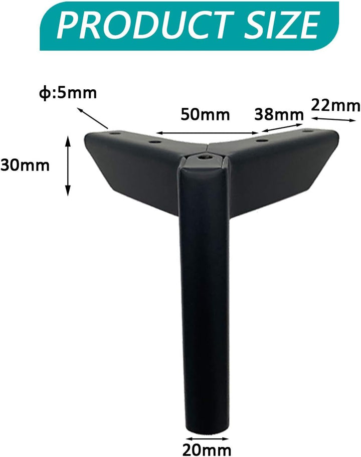 WZCMLJ 4 Stück Schwarz Möbelfüsse, 6" / 15cm Möbelfüsse Metall Schrankfüsse DIY Tischbeine Schrankfü