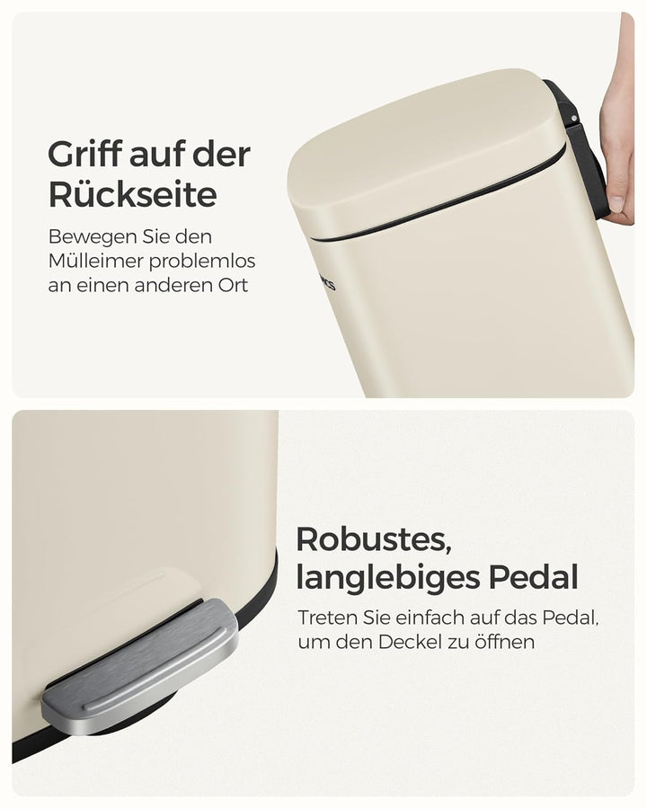 SONGMICS Mülleimer Küche, 30 Liter, Abfalleimer, Tretmülleimer, Küchenmülleimer mit Softclose-Deckel