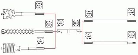 WERHE ® Bohrverlängerung 300 mm SDS Max auf SDS Max Schaft zu Adapter Aufnahme Verlängerung 300mm, V