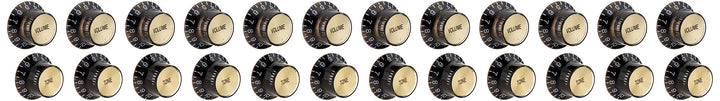 Gibson Gear PRMK-020 Poti-Kappen, Zylinderhut-Form, Metall, 4 volumes- Schwarz/goldfarben Schwarz /