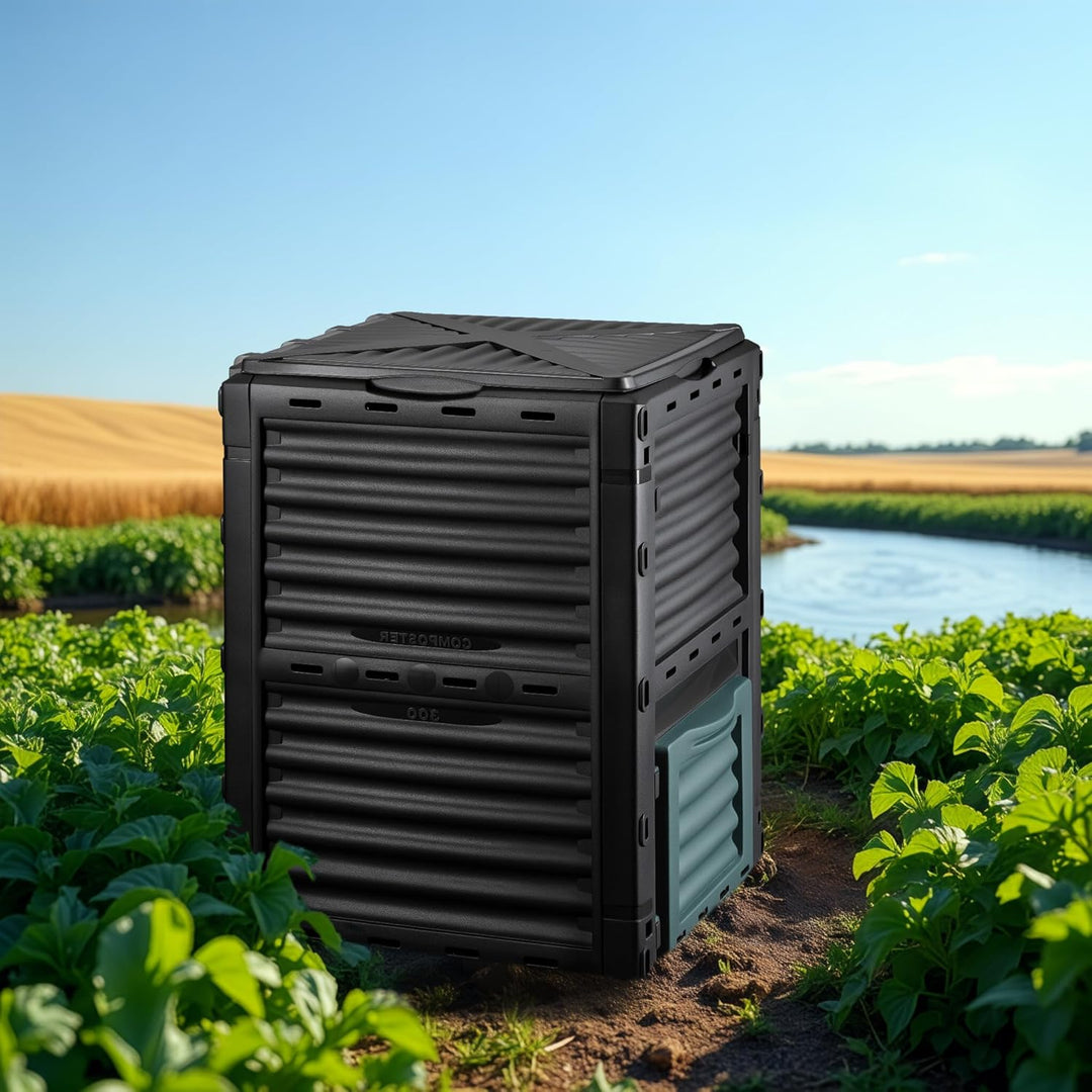 Wiltec Gartenkomposter 300 Liter 61 x 61 x 82 cm, Komposter aus Kunststoff für Bio- und Garten-Abfäl