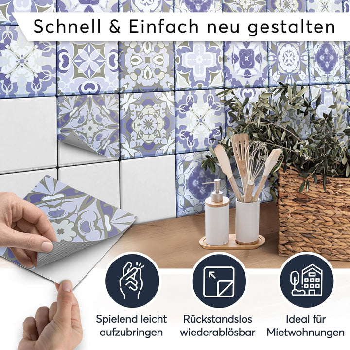 CREATISTO Mosaik-Fliesen Fliesensticker Fliesenfolie - Klebefolie Aufkleber für Wand-Fliesen I Klebe